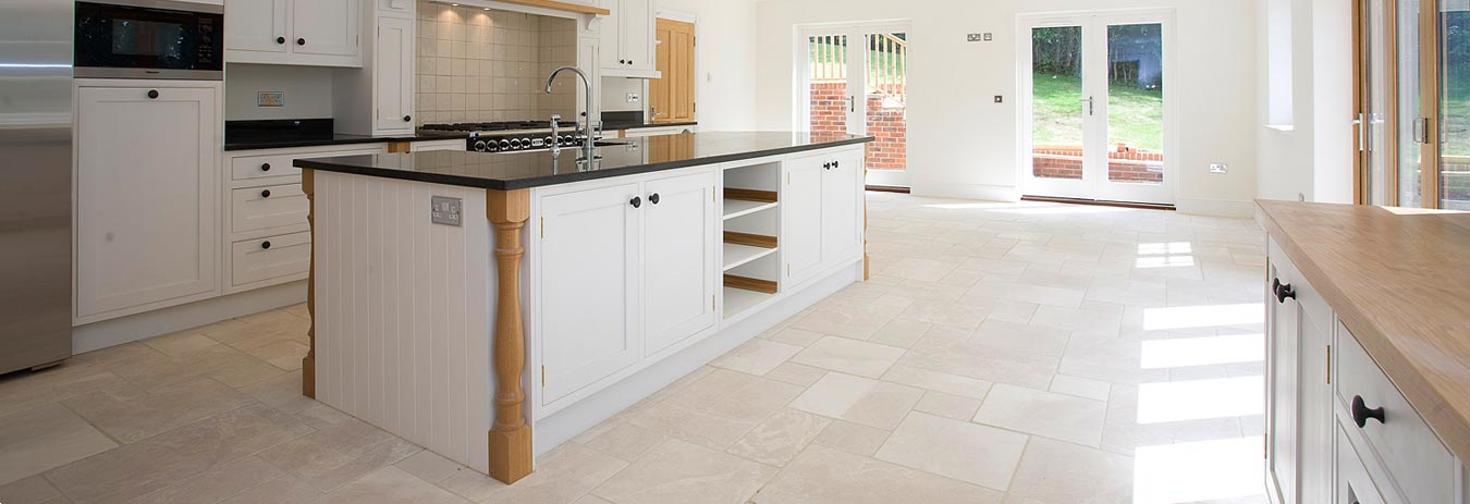 White and bright spacious kitchen built by Aspen Construction